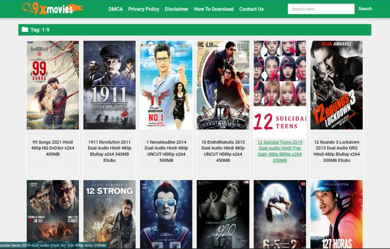 9XMOVIES tag search features